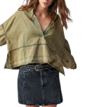 The Free People Womens Jude Denim Pullover Shirt in Camel