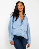 The Free People Womens Jude Denim Pullover Shirt in Vintage Indigo
