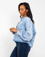 The Free People Womens Jude Denim Pullover Shirt in Vintage Indigo