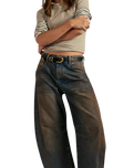Good Luck Mid Rise Barrel Jeans in Lost In The Desert