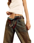 Good Luck Mid Rise Barrel Jeans in Lost In The Desert
