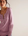 Our Song Henley Cuff Top in Candid Lilac