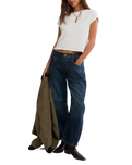 Good Luck Mid-Rise Barrel Jeans in Deep End