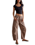 Good Luck Printed Barrel Jeans in Brown Sugar Combo