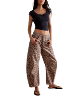Good Luck Printed Barrel Jeans in Brown Sugar Combo