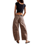 Good Luck Printed Barrel Jeans in Brown Sugar Combo