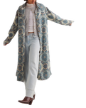 Brick Lane Jacquard Maxi Shirt Jacket in Blue Combo