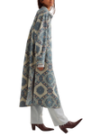 Brick Lane Jacquard Maxi Shirt Jacket in Blue Combo