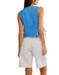 The Free People Womens Faded Gardens Top in Blue Marina