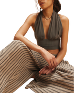 Striped Quinn Trousers in Charcoal Combo