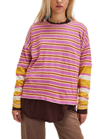 Nina Stripe Long Sleeve T-Shirt in Lilac Combo