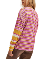 Nina Stripe Long Sleeve T-Shirt in Lilac Combo