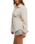 Striped Varsity Vibes Shirt in Ivory Combo
