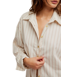 Striped Varsity Vibes Shirt in Ivory Combo