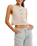 The Free People Womens Blake Top in Sand Dollar