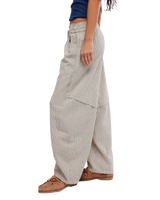 Something Good Pull-On Barrel Trousers in Ivory Combo