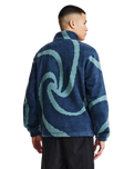 The Parlez Mens Chevy 1/4 Zip Fleece Jacket in Lagoon
