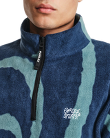 The Parlez Mens Chevy 1/4 Zip Fleece Jacket in Lagoon