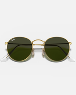 The Ray-Ban Round Metal Sunglasses in Black & Gold