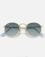 The Ray-Ban Round Metal Gradient Sunglasses in Polished Gold & Blue
