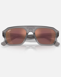 The Ray-Ban Corrigan Bio-Based Sunglasses in Polished Transparent Grey & Dark Violet Read