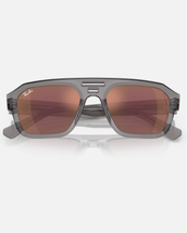The Ray-Ban Corrigan Bio-Based Sunglasses in Polished Transparent Grey & Dark Violet Read