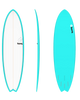 The Torq 6'10" Mod Fish Surfboard in Miami Blue & Pinline