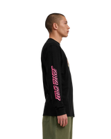 The Santa Cruz Mens Wagon Dot Front Long Sleeve T-Shirt in Black