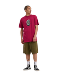 The Santa Cruz Mens Crescent Bone Hand T-Shirt in Burgundy