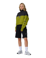 The Santa Cruz Womens Split Sun 1/4 Sweatshirt in Black Wash & Pesto