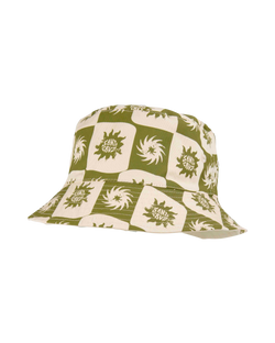 The Santa Cruz Womens Sun Daze Reversible Bucket Hat in Green Sun Daze & Off White