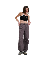 The Santa Cruz Womens Strip Parachute Trousers in Slate Grey