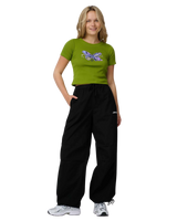 The Santa Cruz Womens Strip Parachute Trousers in Black