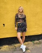 Strip Digi Mesh Mini Skirt in Starfish Repeat