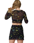 Strip Digi Mesh Crop Top in Starfish Repeat