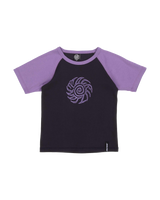 Helix Raglan T-Shirt in Black Wash & Purple Haze