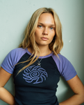 Helix Raglan T-Shirt in Black Wash & Purple Haze