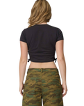 Ringed Flower Tie Top in Black Wash