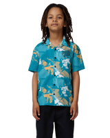 The Santa Cruz Boys Boys Stamped Opus Shirt in Teal Woodcut Camo