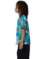 The Santa Cruz Boys Boys Stamped Opus Shirt in Teal Woodcut Camo