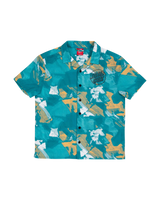 The Santa Cruz Boys Boys Stamped Opus Shirt in Teal Woodcut Camo