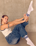 The Yogi Bare Womens Eco Bamboo Pilates Grip Socks in Navy Double Stripe