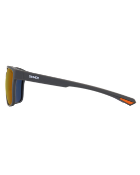 The Sinner Sunglasses Knoll Polarised Sunglasses in Matte Dark Grey & Orange Red Oil
