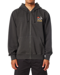 Sunset Embroided Zip Hoodie in Black Wash