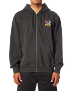 Sunset Embroided Zip Hoodie in Black Wash