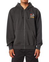 Sunset Embroided Zip Hoodie in Black Wash