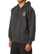 Sunset Embroided Zip Hoodie in Black Wash