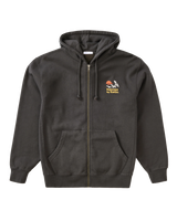 Sunset Embroided Zip Hoodie in Black Wash