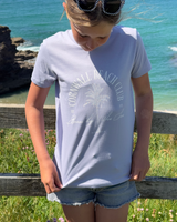 The ACS Clothing Girls Girls Cornwall Palm T-Shirt in Lavender