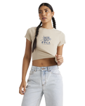 The RVCA Womens Good Day Baby T-Shirt in Light Khaki